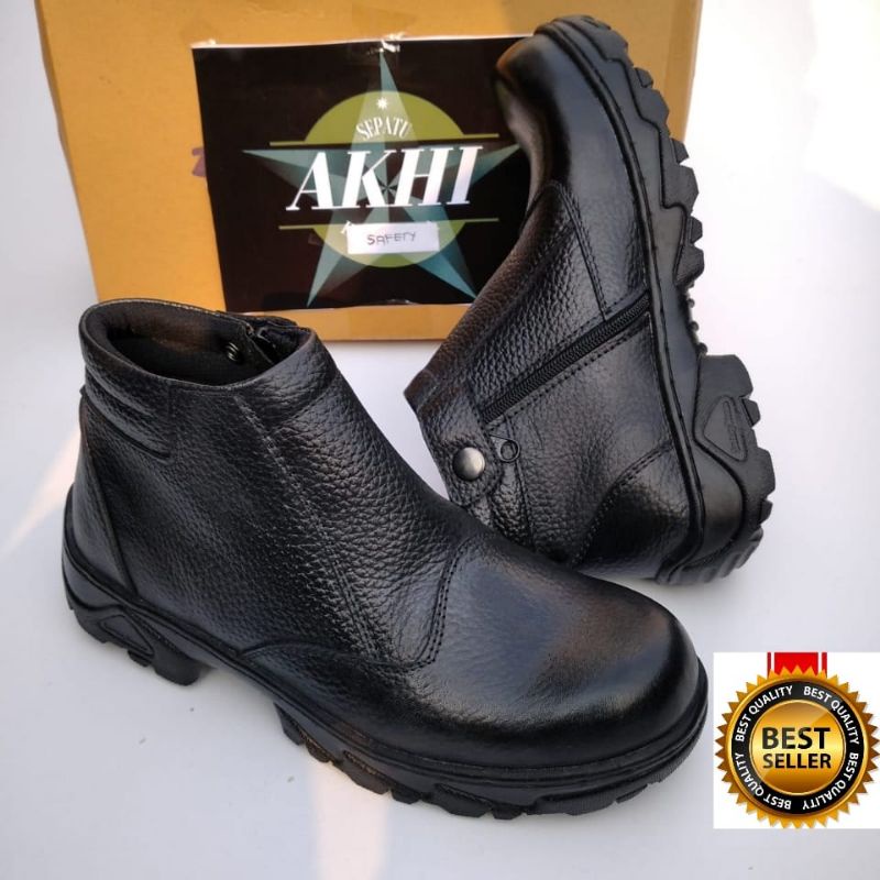 Jual Sepatu Safety Boots Kings Akhi Resleting Ujung Besi Jaminan Kulit ...