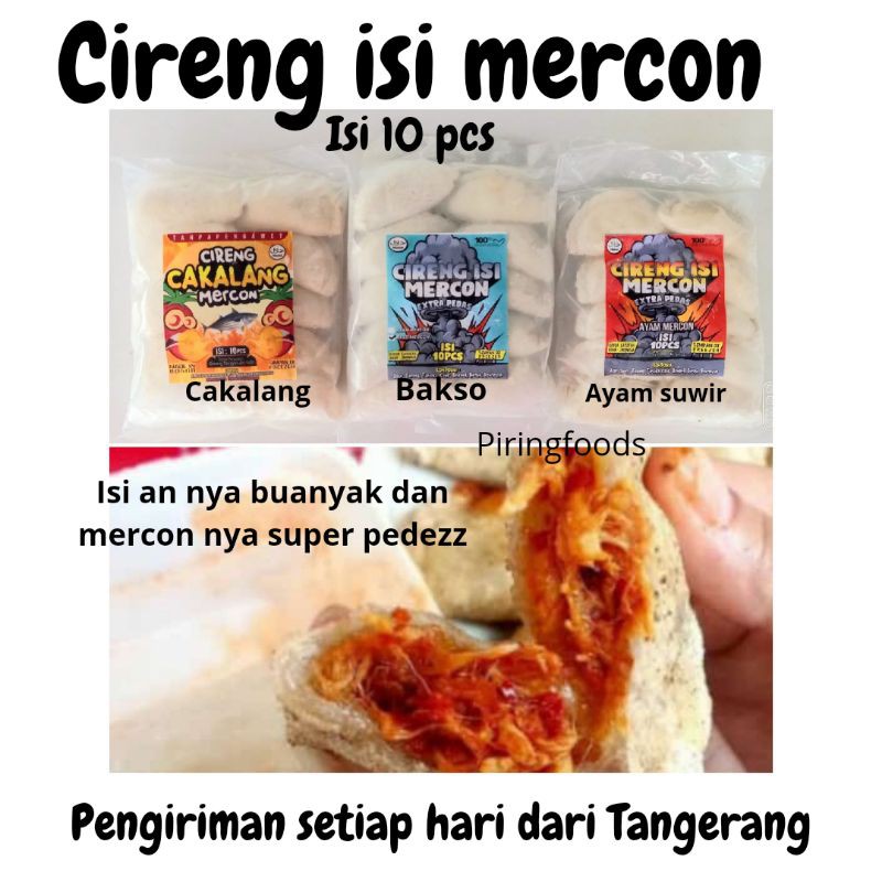 Jual Cireng Mercon Extra Pedas Isi Ayam Suwir Bakso Mercon Cakalang