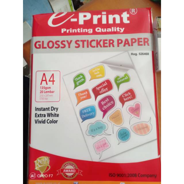 Jual Kertas Sticker Glossy Paper A4 E Print 1 Pack | Shopee Indonesia