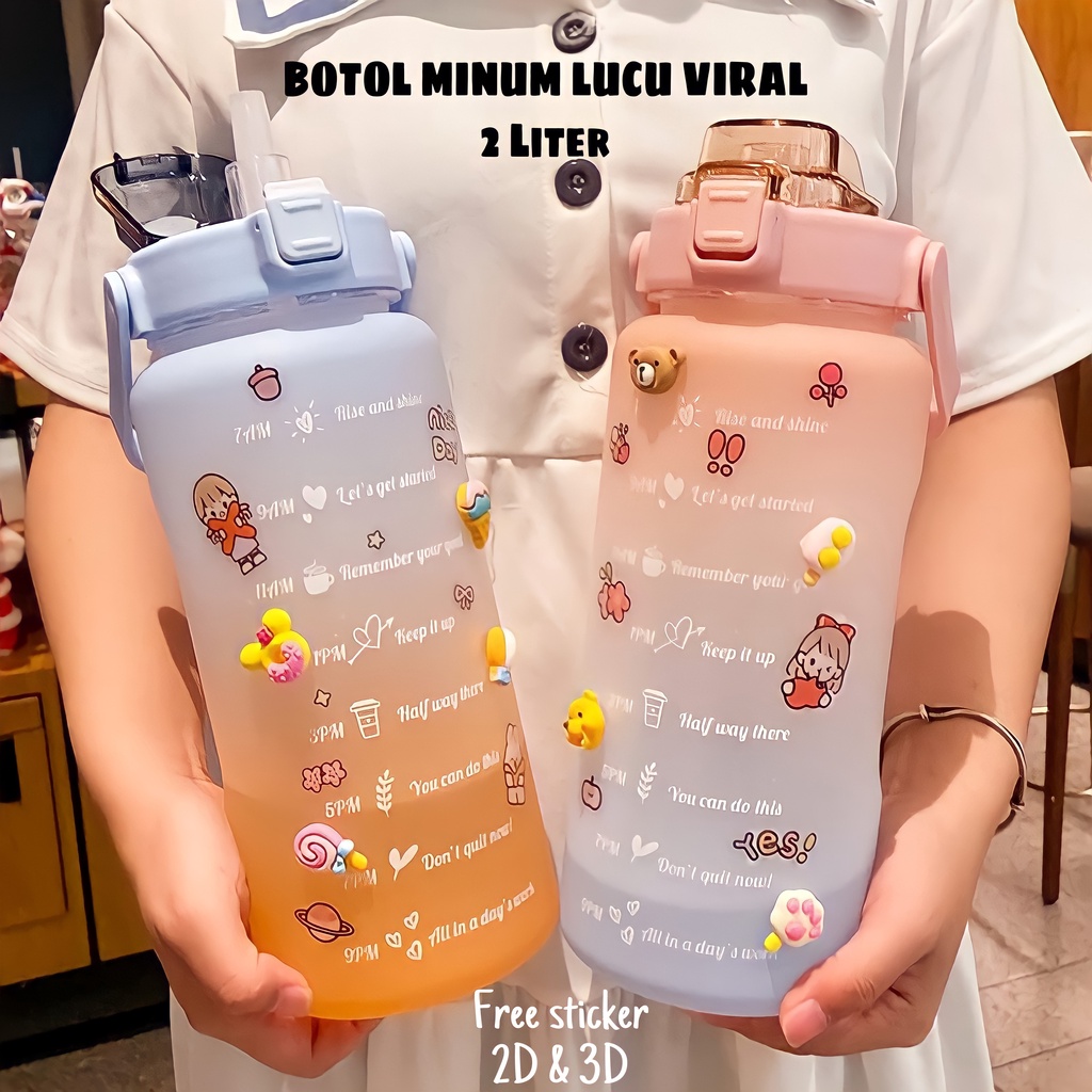 Jual ( BISA COD ) PROMO BOTOL MINUM KOREA 2 LITER QUITFIT BOTTLE FREE ...