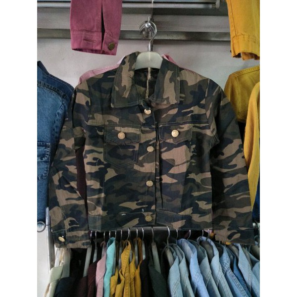 Jual JAKET ARMY WANITA CROP Shopee Indonesia