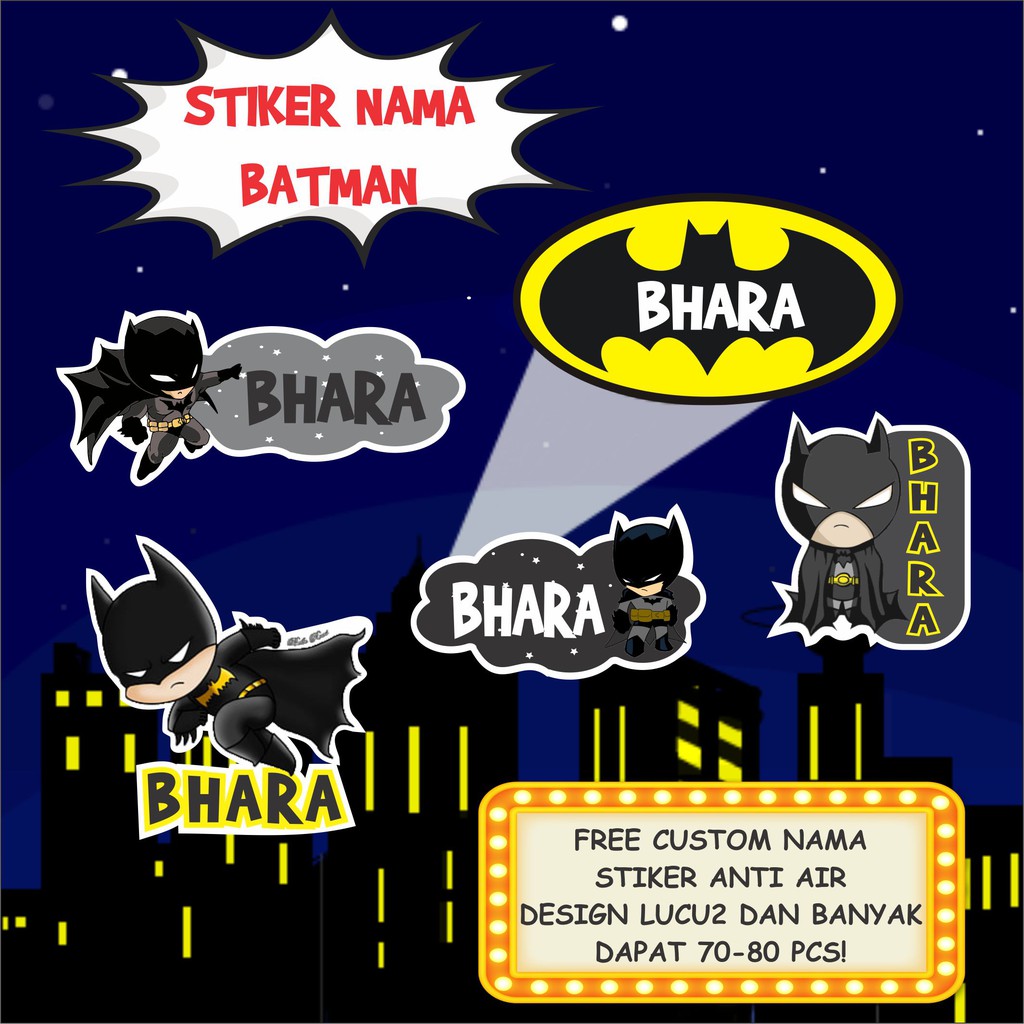 Jual STICKER NAMA BATMAN / STIKER BUKU BATMAN / STIKER LABEL | Shopee ...