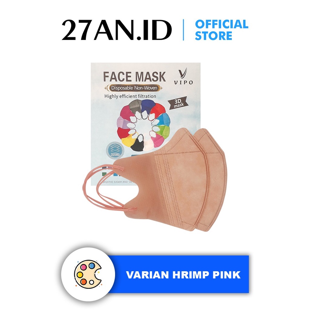 Jual (27AN.ID) Masker Duckbill 3Ply 1 BOX Hitam&Putih H222 Mask Earloop