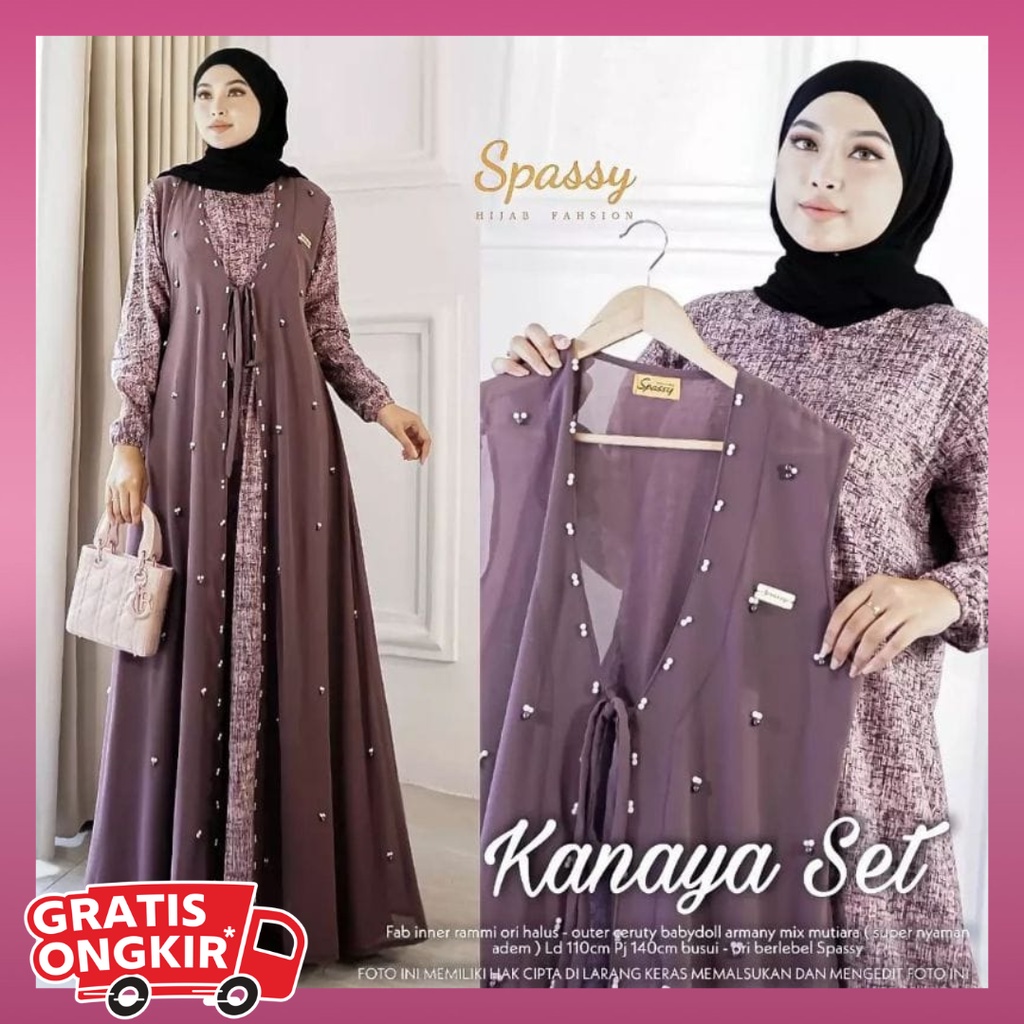 Jual Gamis Syari Pesta Kanaya Set Dress Fashion Muslim Muslimah Wanita