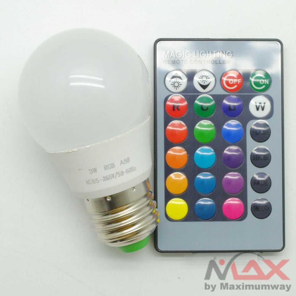 Jual Lampu Bohlam RGB + Remote dengan Remot Control E27 3W kontrol ...