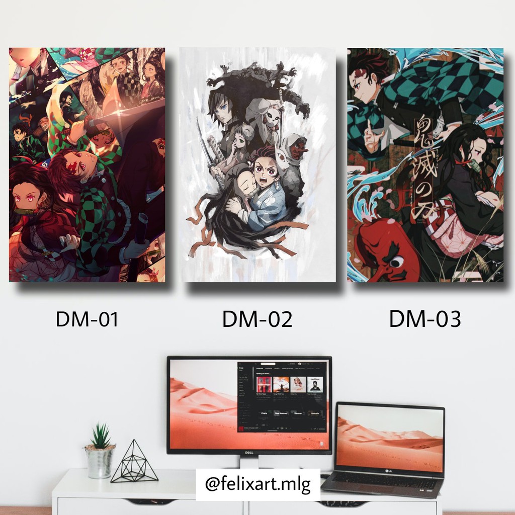 Jual Poster Anime Demon Slayer Frame Kayu Poster Kayu 3D Aesthetic ...
