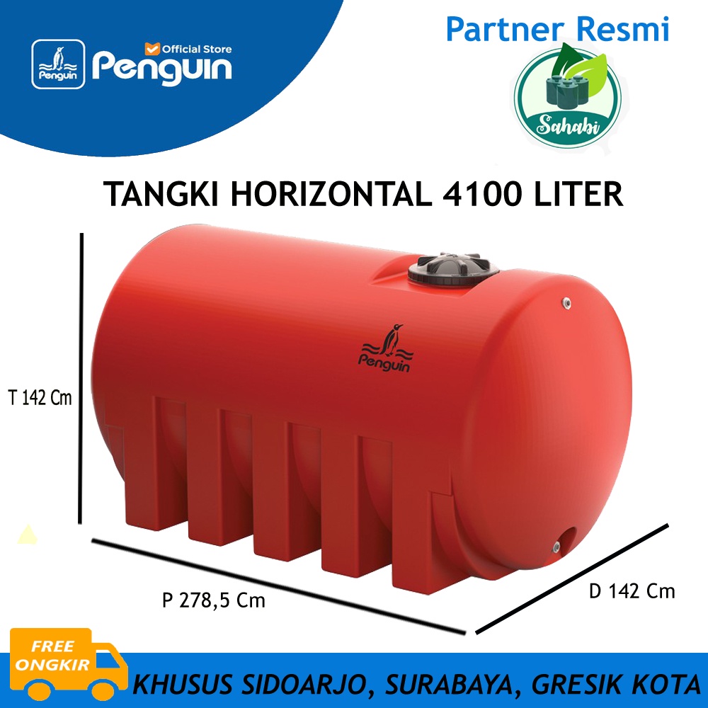 Jual Tandon Air Toren Air Tangki Air Horizontal Penguinpinguin Th 400 Ukuran 4000 Liter 2302