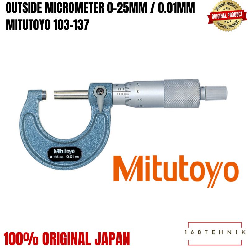 Jual MITUTOYO 103137 Outside Micrometer 025mm (0.01mm) Mikrometer