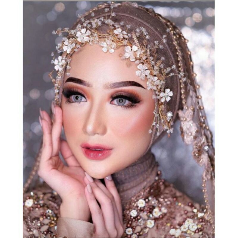 Jual hiasan kepala pengantin mahkota hijab headpiece wedsing mata style ...