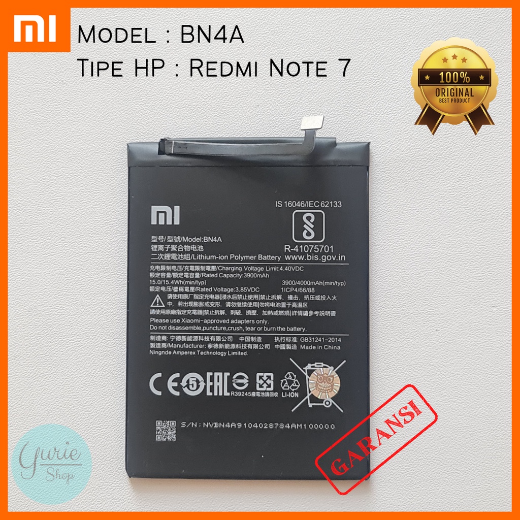 Jual Baterai Battery Batre Xiaomi Redmi Note 7 Pro Bn4a Original Shopee Indonesia 8020