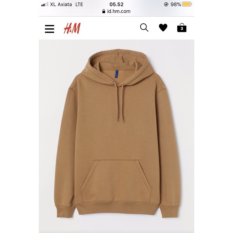 Jual Jaket Hoodie H M basic polos original store brown Shopee Indonesia