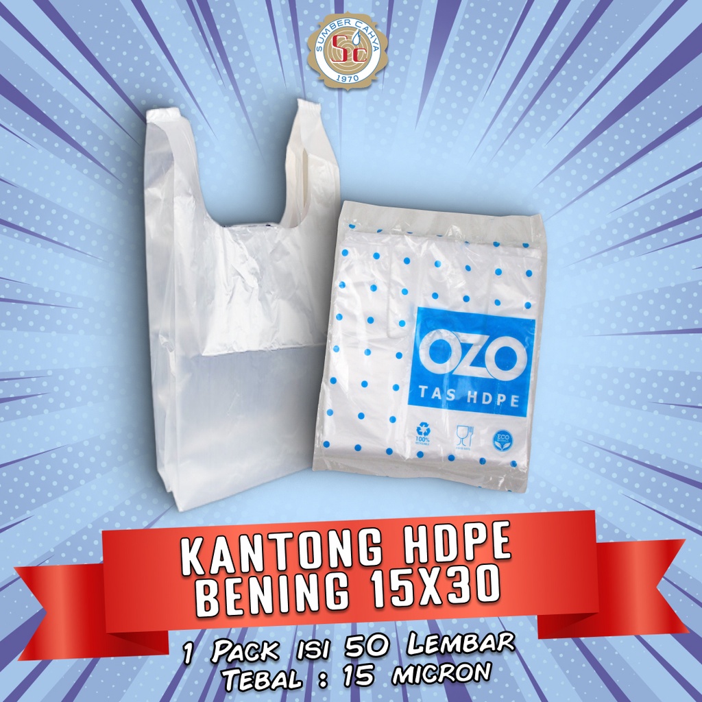 Jual Kantong Plastik Bening Tebal HDPE OZO UK 15x30 | Shopee Indonesia