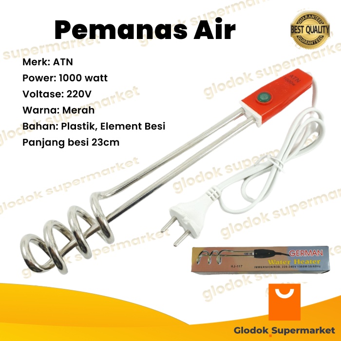 Jual Pemanas Air Listrik 1000 Watt Water Heater Portable 220v ATN