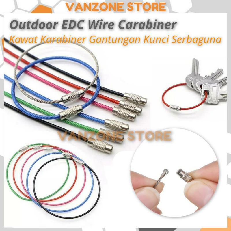 Jual Gantungan Kunci Tali Ring O Kawat Sling Besi Serbaguna Carabiner ...