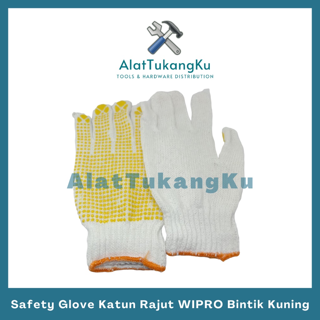 Jual Sarung Tangan Kerja Bintik Kuning Wipro Sarung Tangan Safety Glove Katun Rajut Tebal