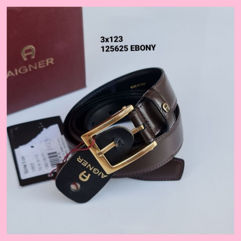 Jual Ikat Pinggang Pria AIGNER MEN BELT 125625 COLOR EBONY GOLD. Branded Original