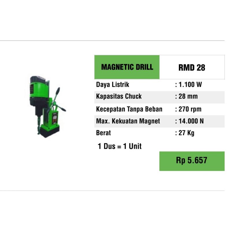 Jual RYU MESIN BOR MAGNET BOR DUDUK 28MM MAGNETIC DRILL MERK RYU TERIKO ...