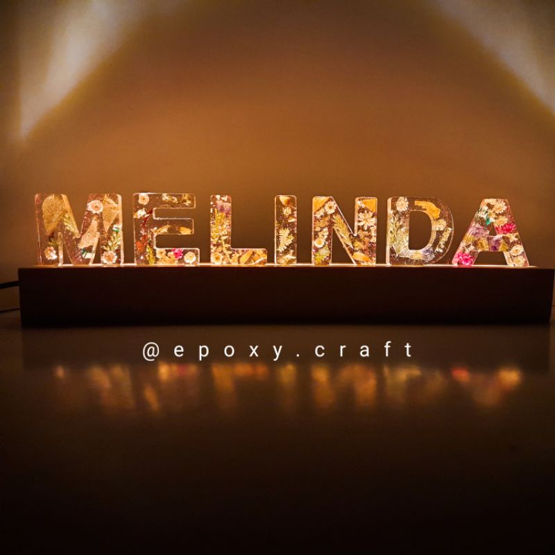Jual Flower lamp | Resin lamp | Lampu custom nama | Hadiah ulang tahun