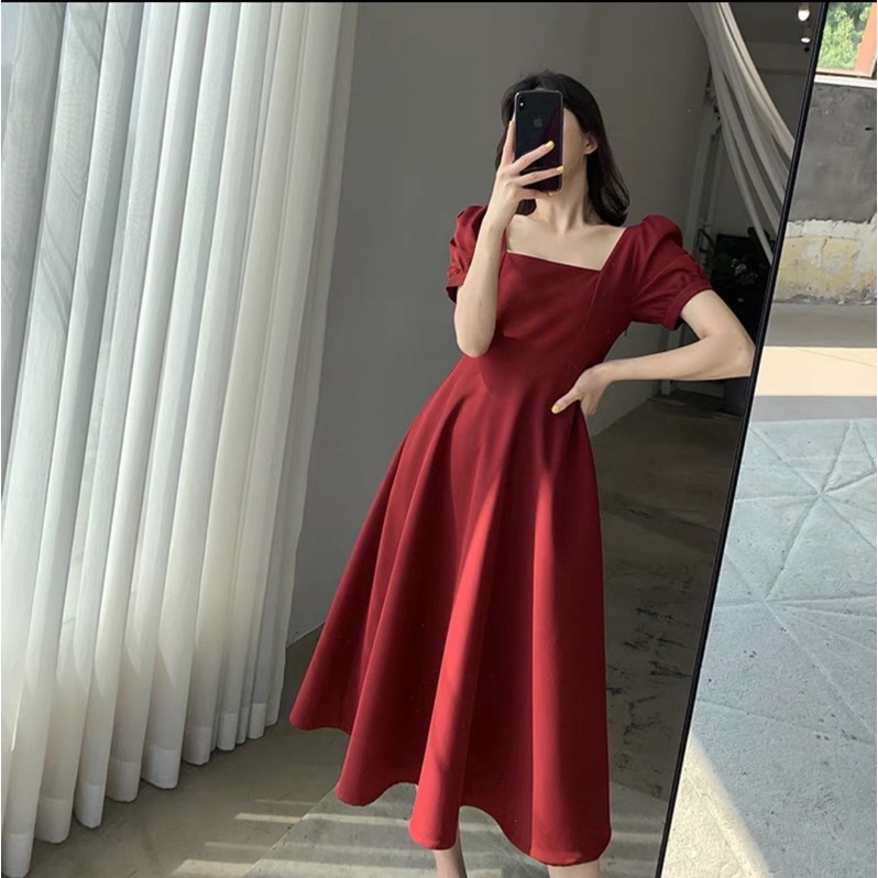 Jual 88Clothing U Neck Dress // Korean Party Dress Square Neck Shopee Indonesia