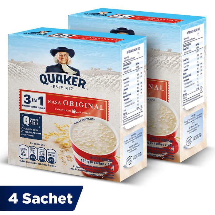 Jual Quaker 3in1 Original Box 4 Sachets - Twin Pack | Shopee Indonesia