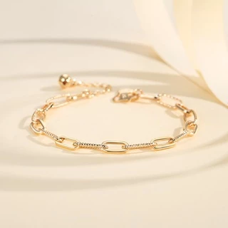 Lanme Jewelry Gelang Wanita Titanium Emas Anti Karat Aksesoris Fashion Gelang Wanita Rantai Y750