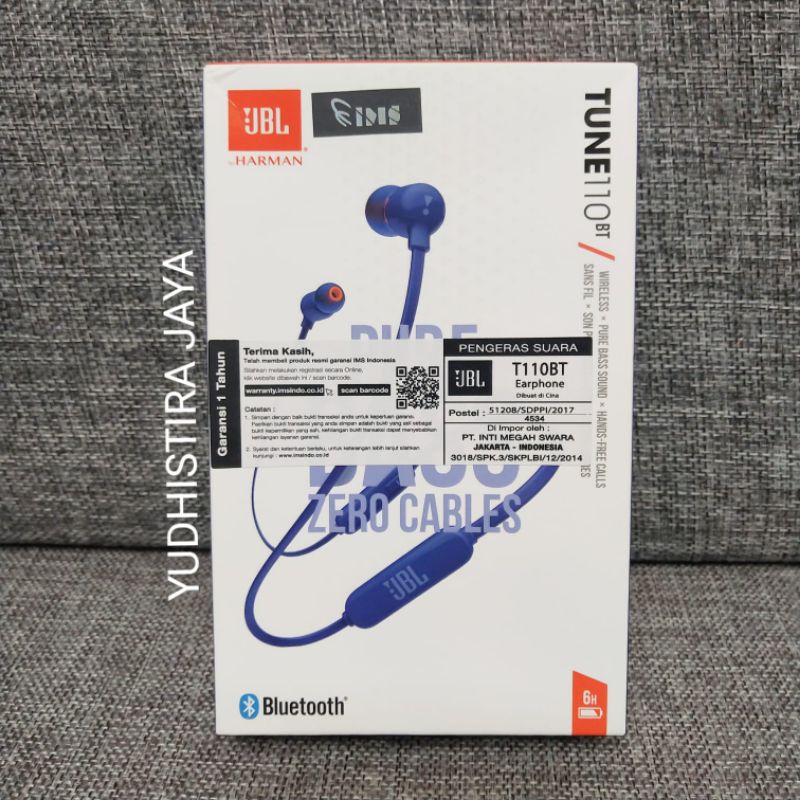 Jual JBL Tune 110BT T110BT Resmi IMS Wireless In Ear Bluetooth - Main Image