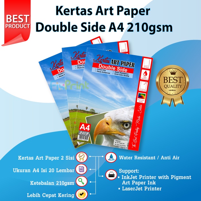 Jual Kertas Art Paper Double Side A4 210gsm Photo Paper A4 20 Pcs ...