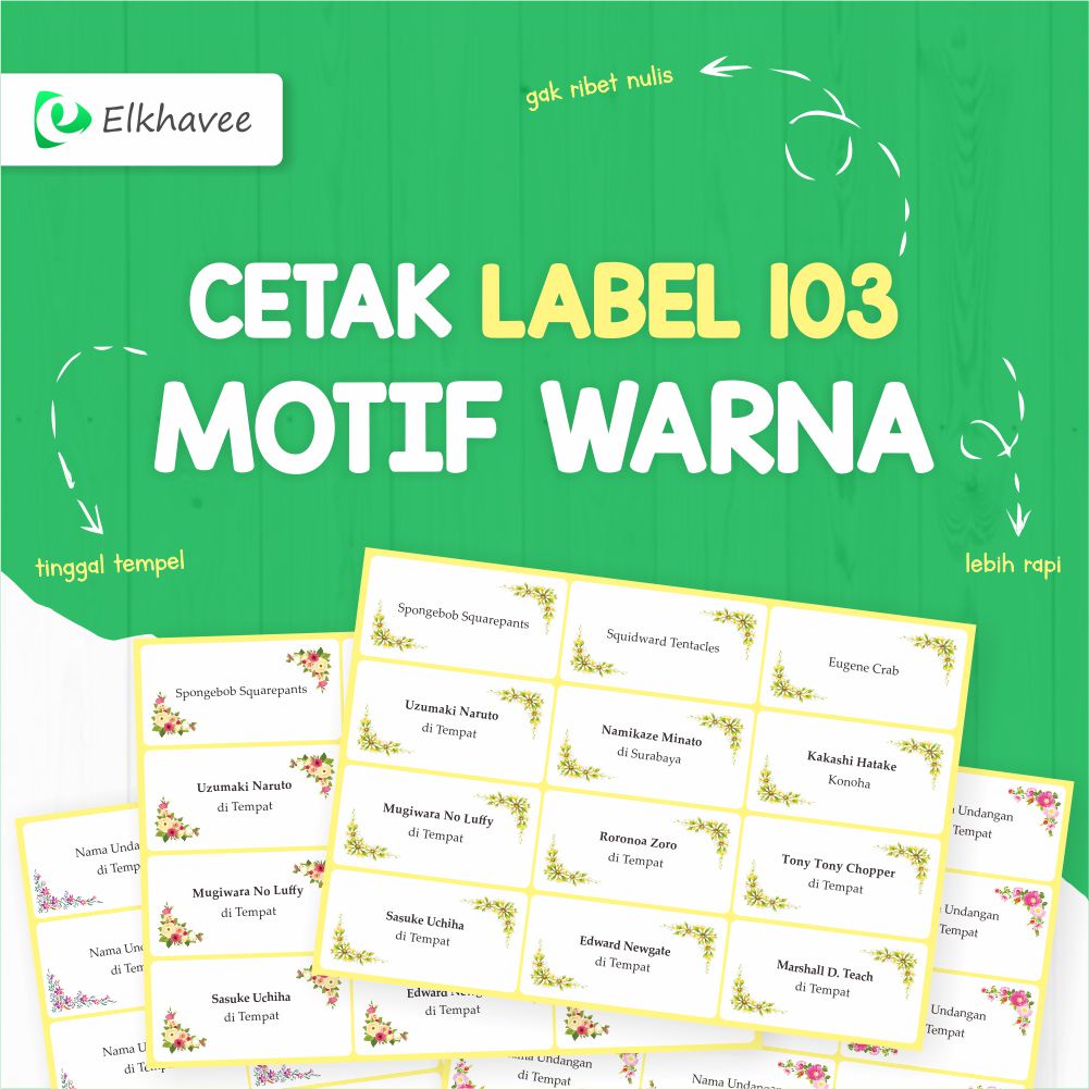 Jual Cetak Print Sticker Label Nama Undangan Motif Warna Label 103