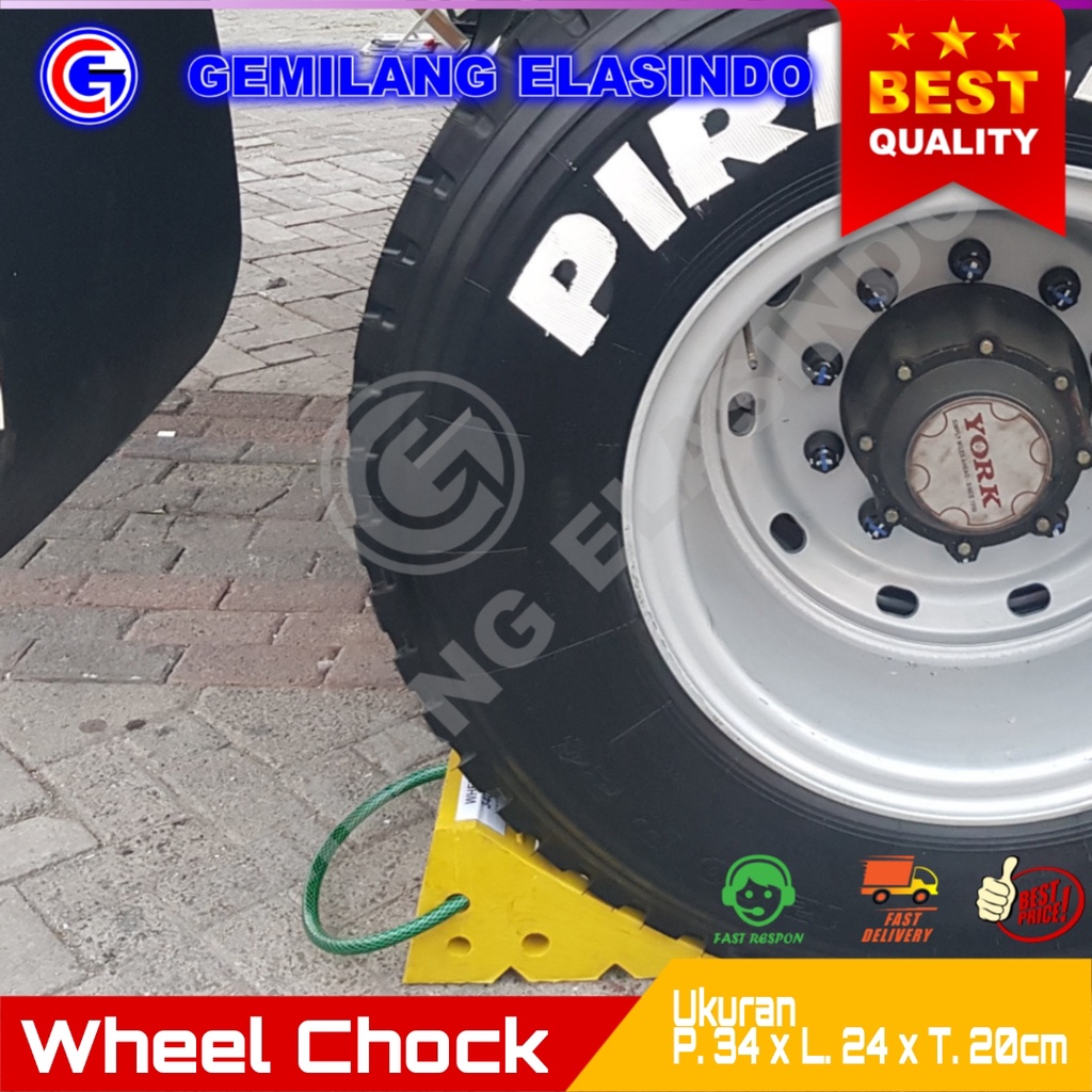 Jual Rubber Wheel Chock Kuning Uk. P.34cm x L.24cm x T.20cm | Ganjalan ...