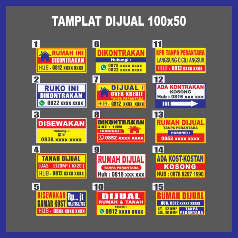 Jual SPANDUK Murah Pamflet BANNER, Rumah Dijual, Disewakan, Dikontrakan ...