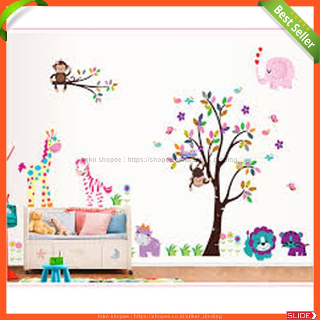 Jual STIKER DINDING WALLSTICKER WALL STICKER BESAR POHON HEWAN SELAMAT ...