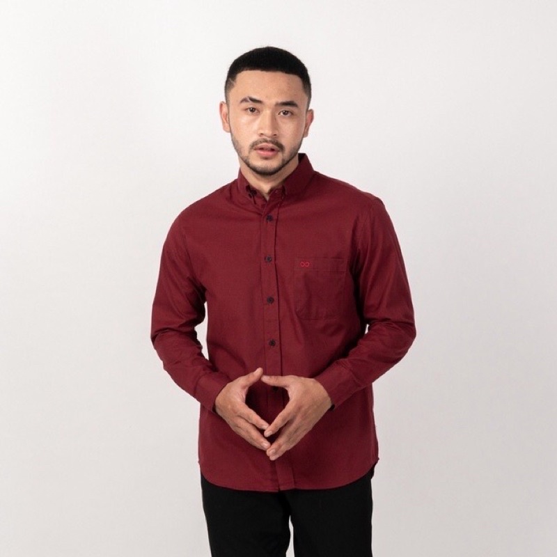 Jual broodis - kemeja basic maroon long | Shopee Indonesia