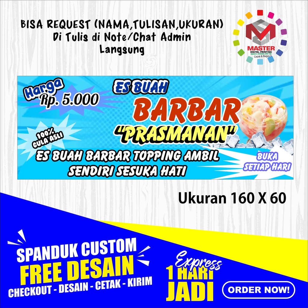 Jual Spandukbannerbackdrop Es Barbar Barucod Shopee Indonesia