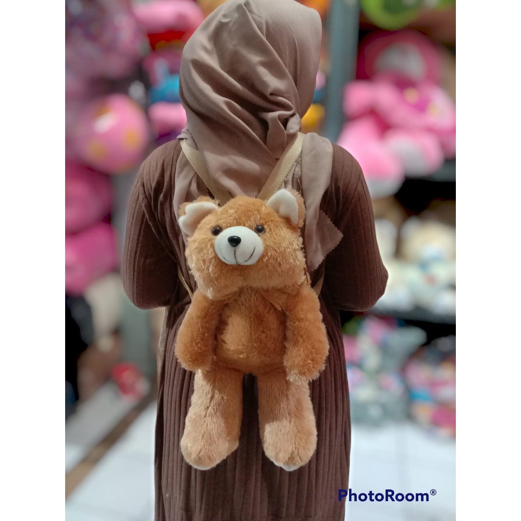 Tas ransel beruang teddy bear bahan bulu lucu ransel wanita karakter boneka BISA COD boneka beruang tas samping