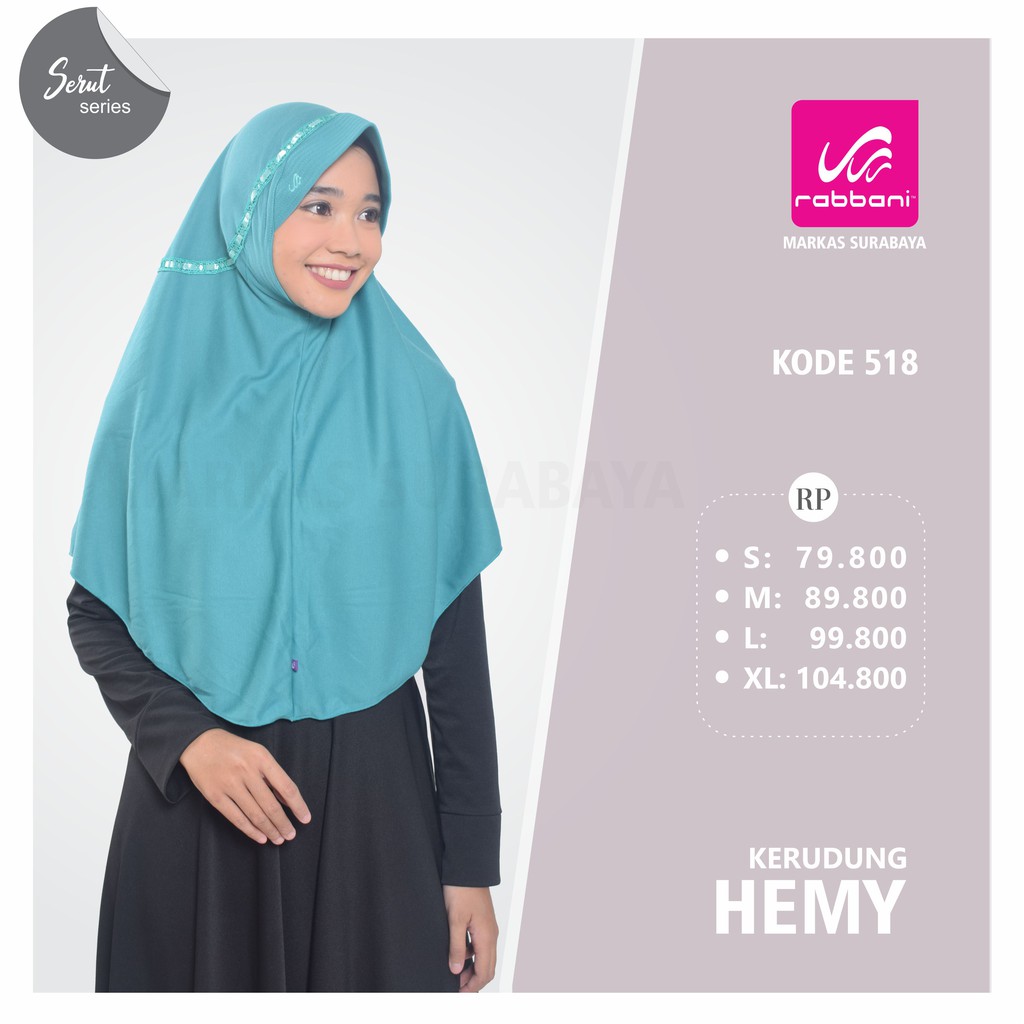 Jual [A] KERUDUNG INSTANT HEMY WARNA RABBANI ORI (PITA HINGGA KEPALA