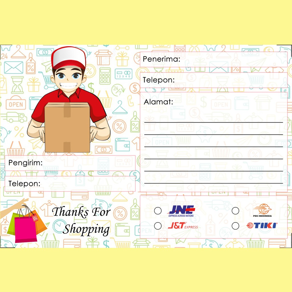 Jual Nota Pengiriman Label Pengiriman Custom Toko Olshop Online Shop Polos Murah Shopee