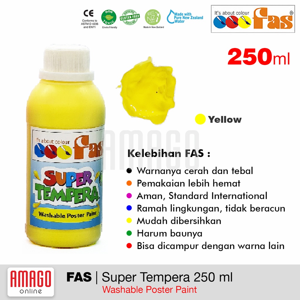 Jual FAS Super Tempera Washable Poster Paint Cat Lukis Cepat Kering ...