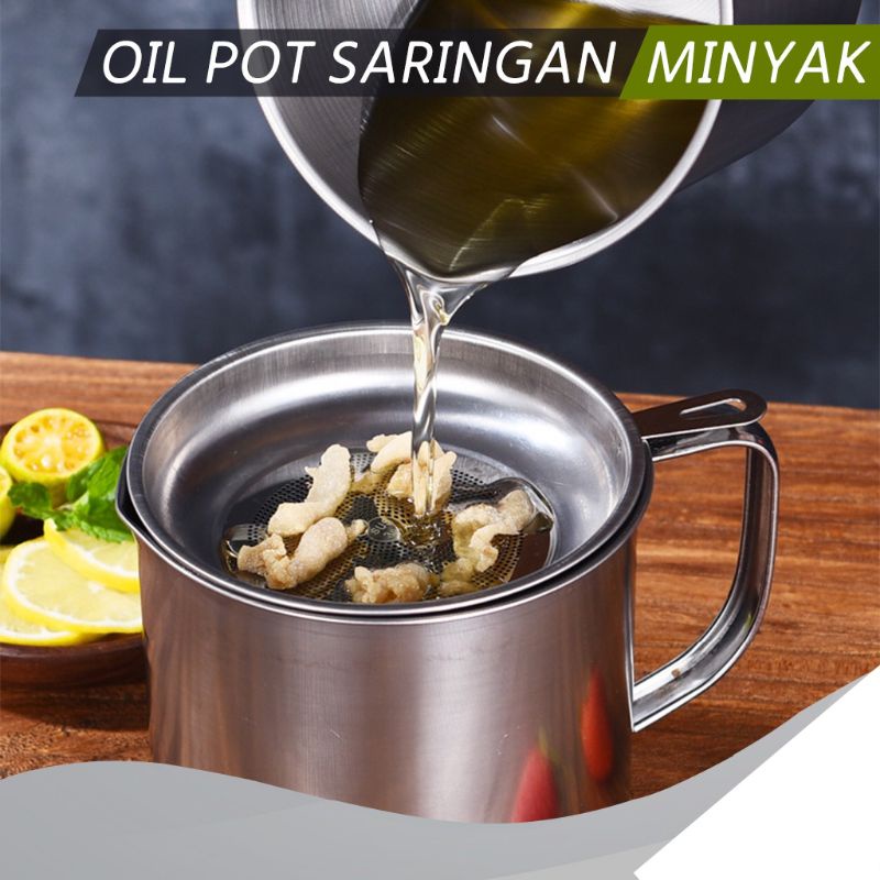 Jual Oil Pot Wadah Saringan Minyak Stainles Steel Gelas Saringan Minyak Shopee Indonesia 9195