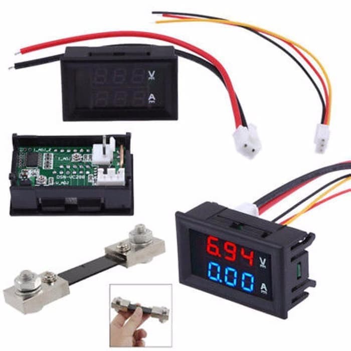 Jual Dual Voltmeter 100V Ammeter 100A Digital Volt Ammeter + Shunt 100A ...
