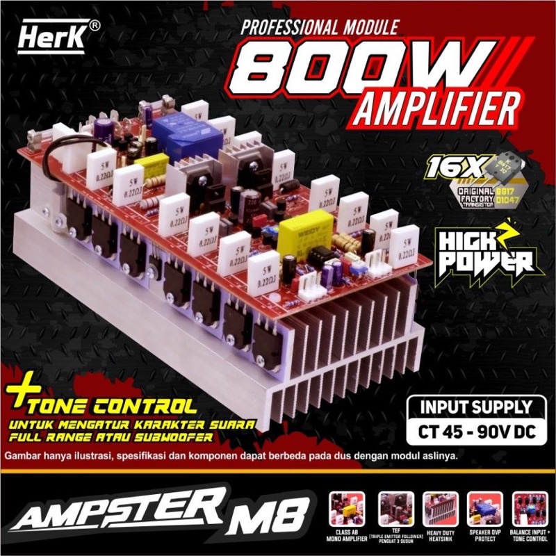 Jual KIT AUDIO AMPLIFIER AMPSTER M8 M-8 M 8 800W 800 WATT HERK POWER ...