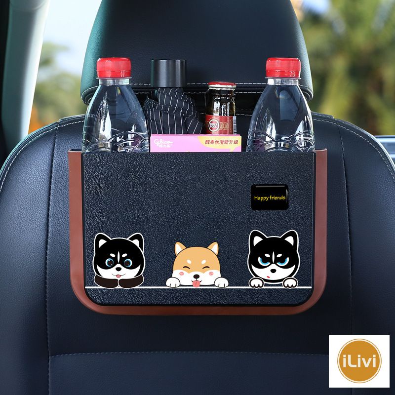 Car trash can hanging folding storage bucket car interior supplies cartoon multi-function car umbrella storage bag/Tempat sampah mobil gantung dan penyimpanan perlengkapan interior mobil