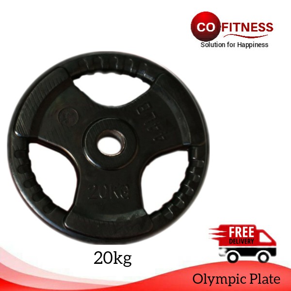 Jual Plate Barbelplate Beban Holes Black Rubber Coated Olympic Plate