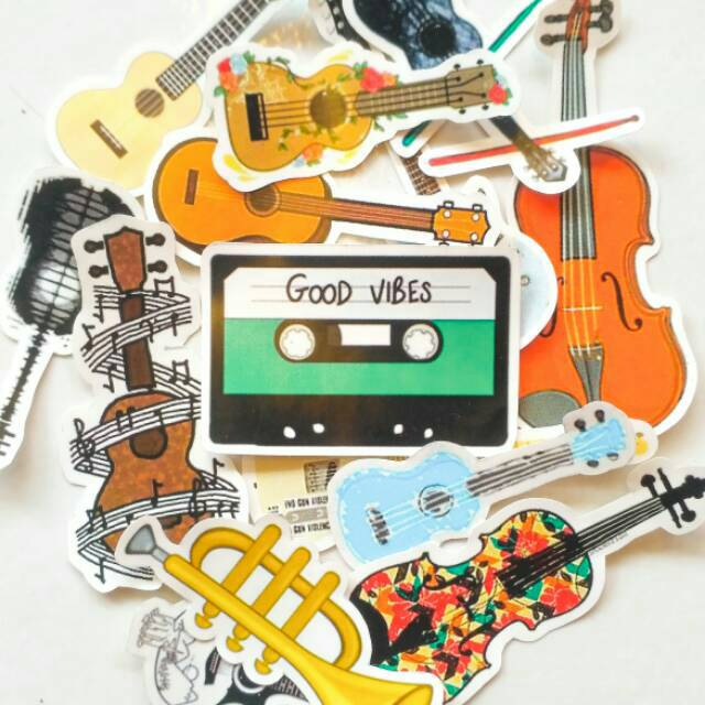 Jual Guitar Music Theme Deco Sticker Pack include 20pcs aesthetic ...