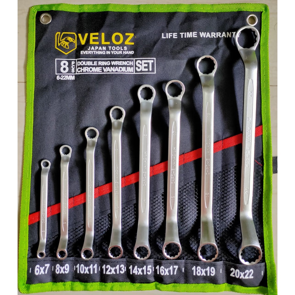 Jual Veloz Kunci Ring Ring Set 6-22 mm 8 pcs Chrome Vanadium Steel ...