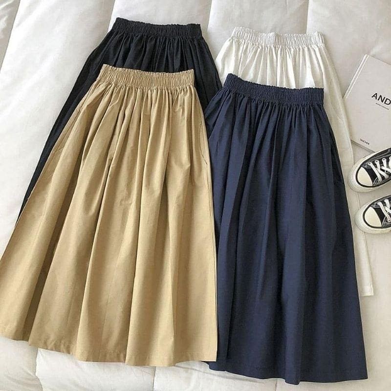 Jual Rok Jacklyn Skirt Hs Katun Linen Pinggang Karet Rok Wanita Terbaru 2023 Rok Katun Skirt 8389