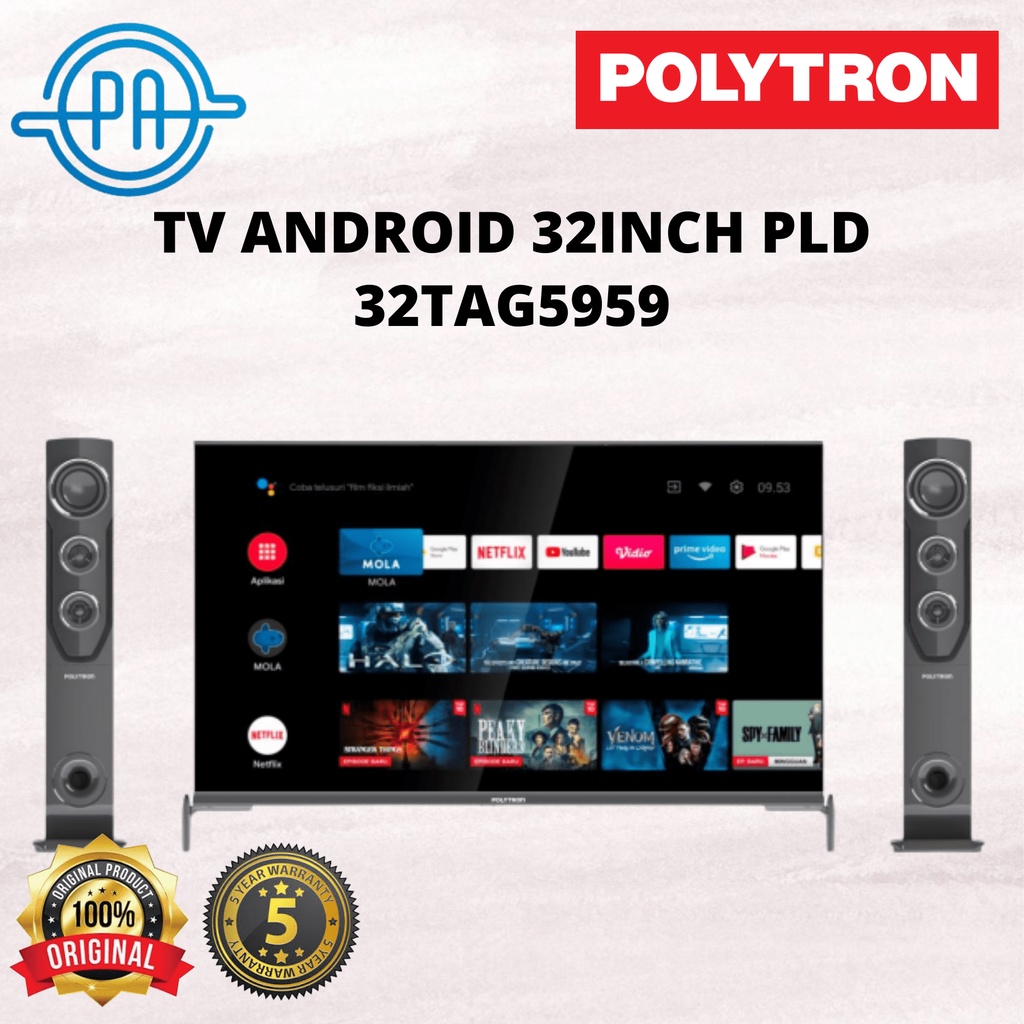 Jual TV ANDROID POLYTRON PLD 32TAG5959 / 32TAG 9855 / 32TG9055 / SMART