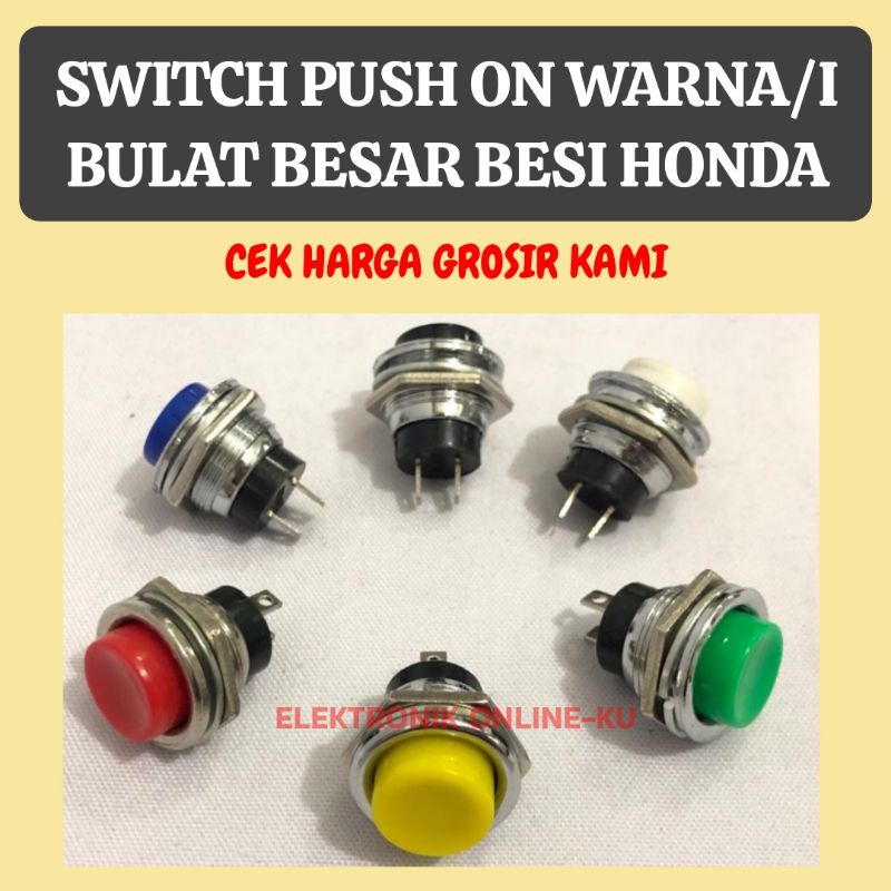 Jual SWITCH PUSH ON BULAT BESAR BESI 2PIN | Shopee Indonesia