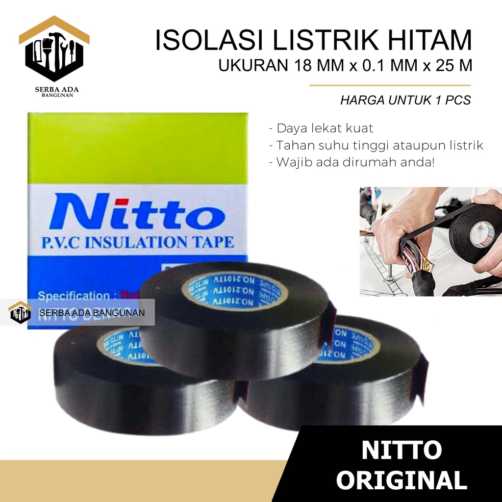 Jual Isolasi Listrik Nitto Unibel Asli Electric Tape Hitam Anti Arus Listrik Kuat