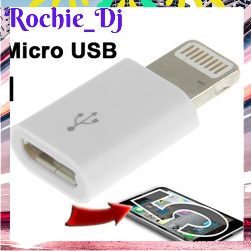 Jual MICRO USB FEMALE TO LIGHTNING 8 PIN ADAPTER FOR IPHONEE WHITE Shopee Indonesia