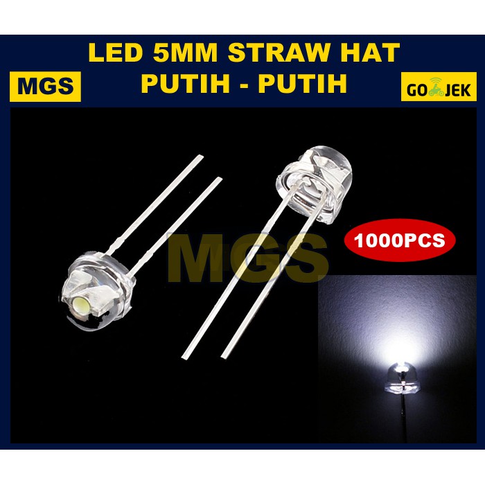 50 White LED 1200 MCD White 120° 5mm Flat Head RoHS - Foto 2